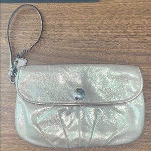 Coach metallic gold wristlet clutch